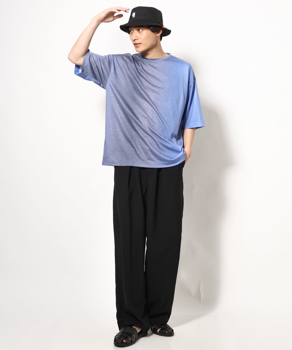 KHKGV54044 a.v.v MEN(アー・ヴェ・ヴェ) グラデーションプリントワイドシルエットＴシャツ ５分袖 ブルー