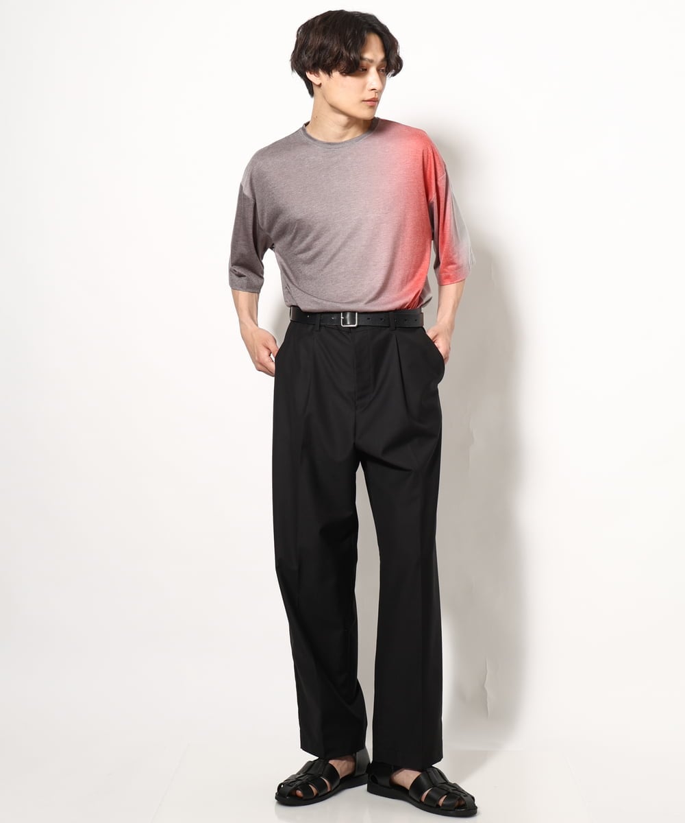 KHKGV54044 a.v.v MEN(アー・ヴェ・ヴェ) グラデーションプリントワイドシルエットＴシャツ ５分袖 ブルー