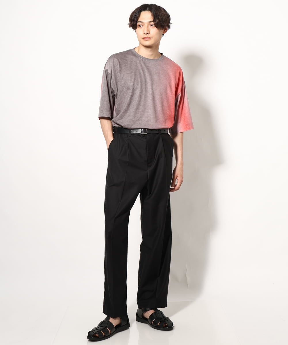 KHKGV54044 a.v.v MEN(アー・ヴェ・ヴェ) グラデーションプリントワイドシルエットＴシャツ ５分袖 ブルー