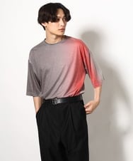 KHKGV54044 a.v.v MEN(アー・ヴェ・ヴェ) グラデーションプリントワイドシルエットＴシャツ ５分袖 ブルー
