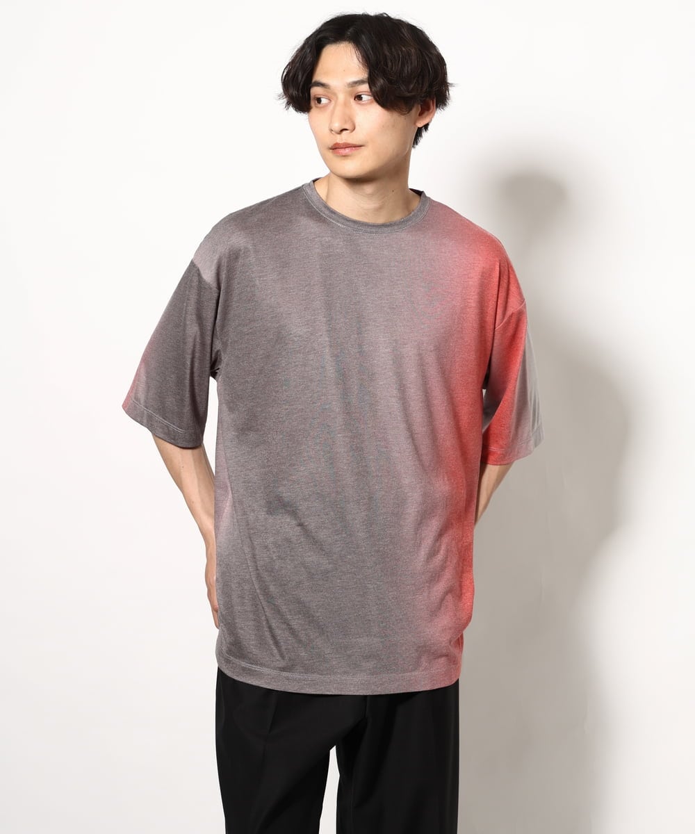 KHKGV54044 a.v.v MEN(アー・ヴェ・ヴェ) グラデーションプリントワイドシルエットＴシャツ ５分袖 ブルー