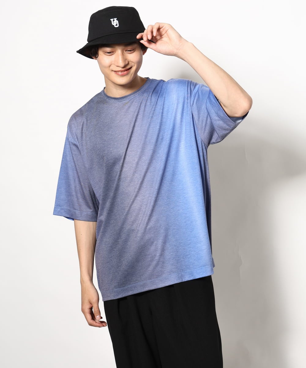 KHKGV54044 a.v.v MEN(アー・ヴェ・ヴェ) グラデーションプリントワイドシルエットＴシャツ ５分袖 ブルー
