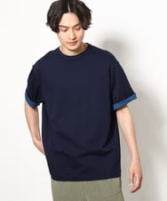 KHKGV57044 a.v.v MEN(アー・ヴェ・ヴェ) 【毛玉になりにくい】シルケットダブルフェイスリバーシブルTシャツ ネイビー