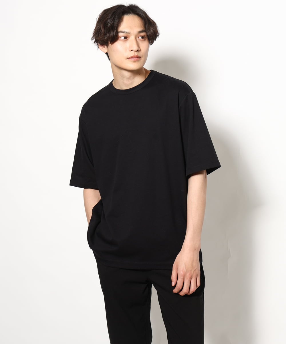 KHKGV57044 a.v.v MEN(アー・ヴェ・ヴェ) 【毛玉になりにくい】シルケットダブルフェイスリバーシブルTシャツ ブラック