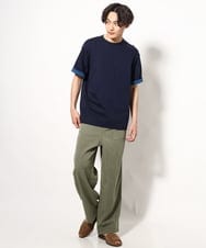 KHKGV57044 a.v.v MEN(アー・ヴェ・ヴェ) 【毛玉になりにくい】シルケットダブルフェイスリバーシブルTシャツ ブラック