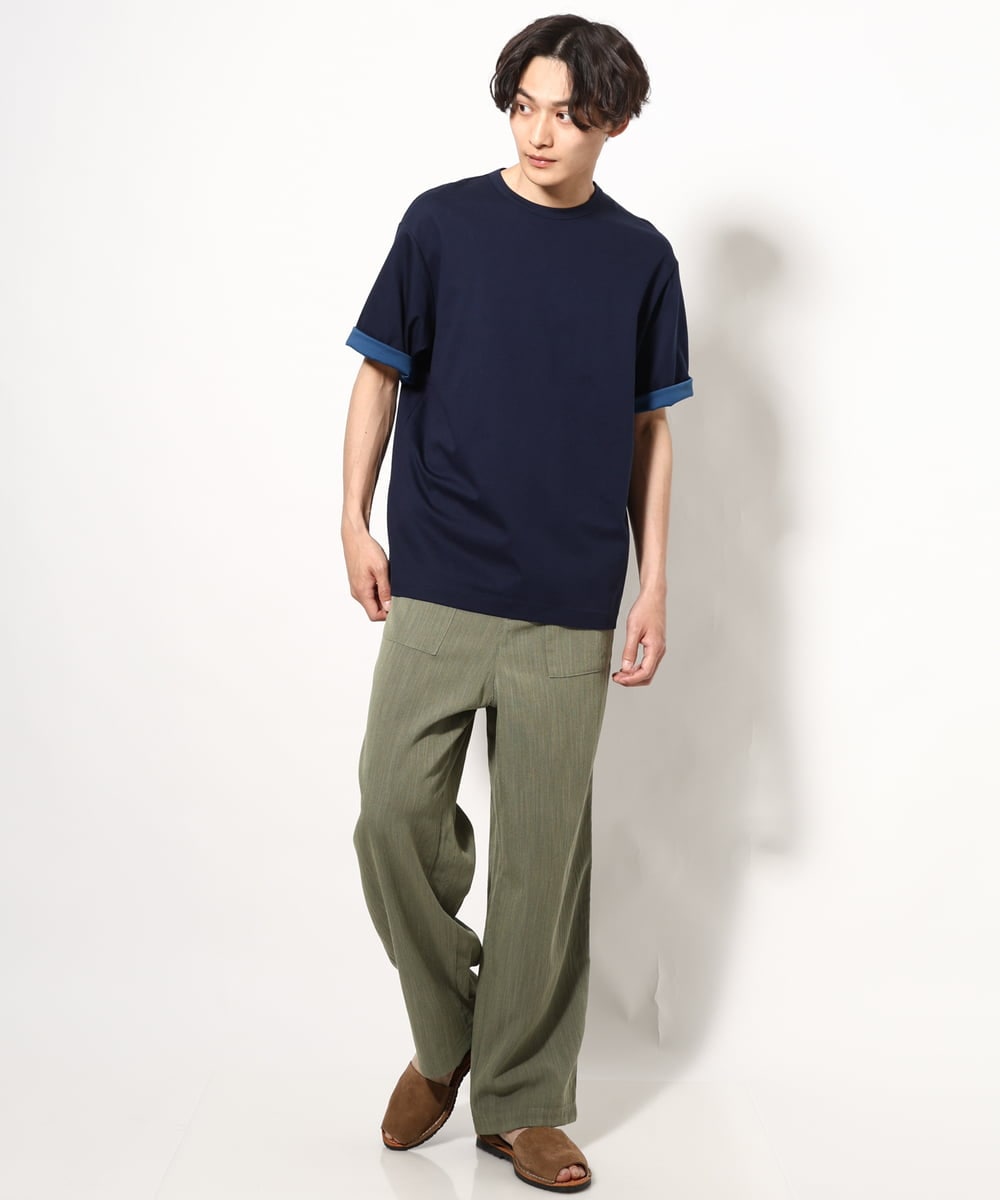 KHKGV57044 a.v.v MEN(アー・ヴェ・ヴェ) 【毛玉になりにくい】シルケットダブルフェイスリバーシブルTシャツ ブラック