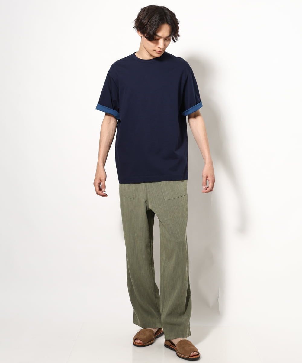 KHKGV57044 a.v.v MEN(アー・ヴェ・ヴェ) 【接触冷感】シルケットダブルフェイスリバーシブルTシャツ ブラック