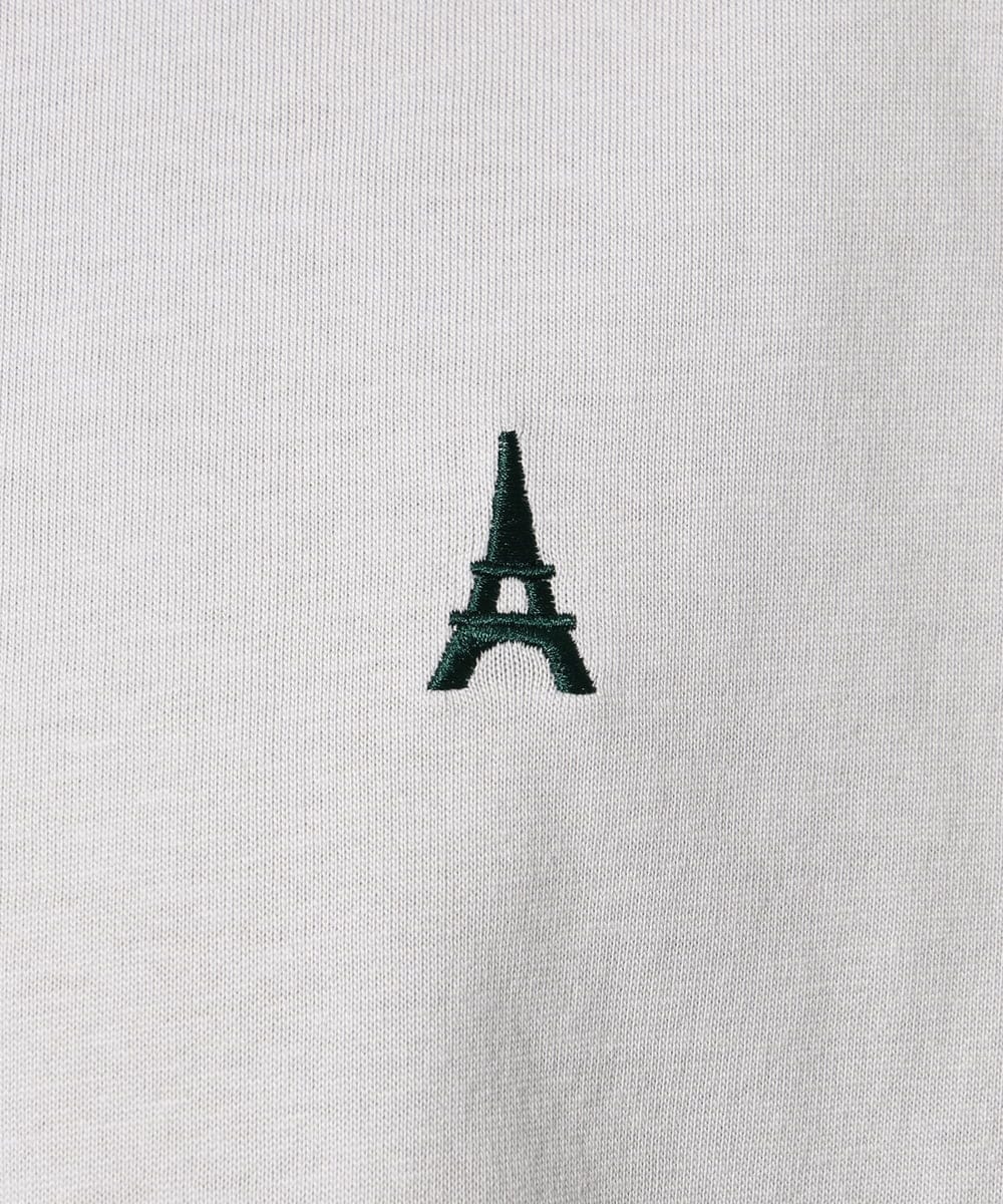 接触冷感】エッフェル塔刺繍ボートネックTシャツ(カットソー・Tシャツ  