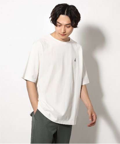 KHKGV60029 a.v.v MEN 【接触冷感】エッフェル塔刺繍ボートネックTシャツ