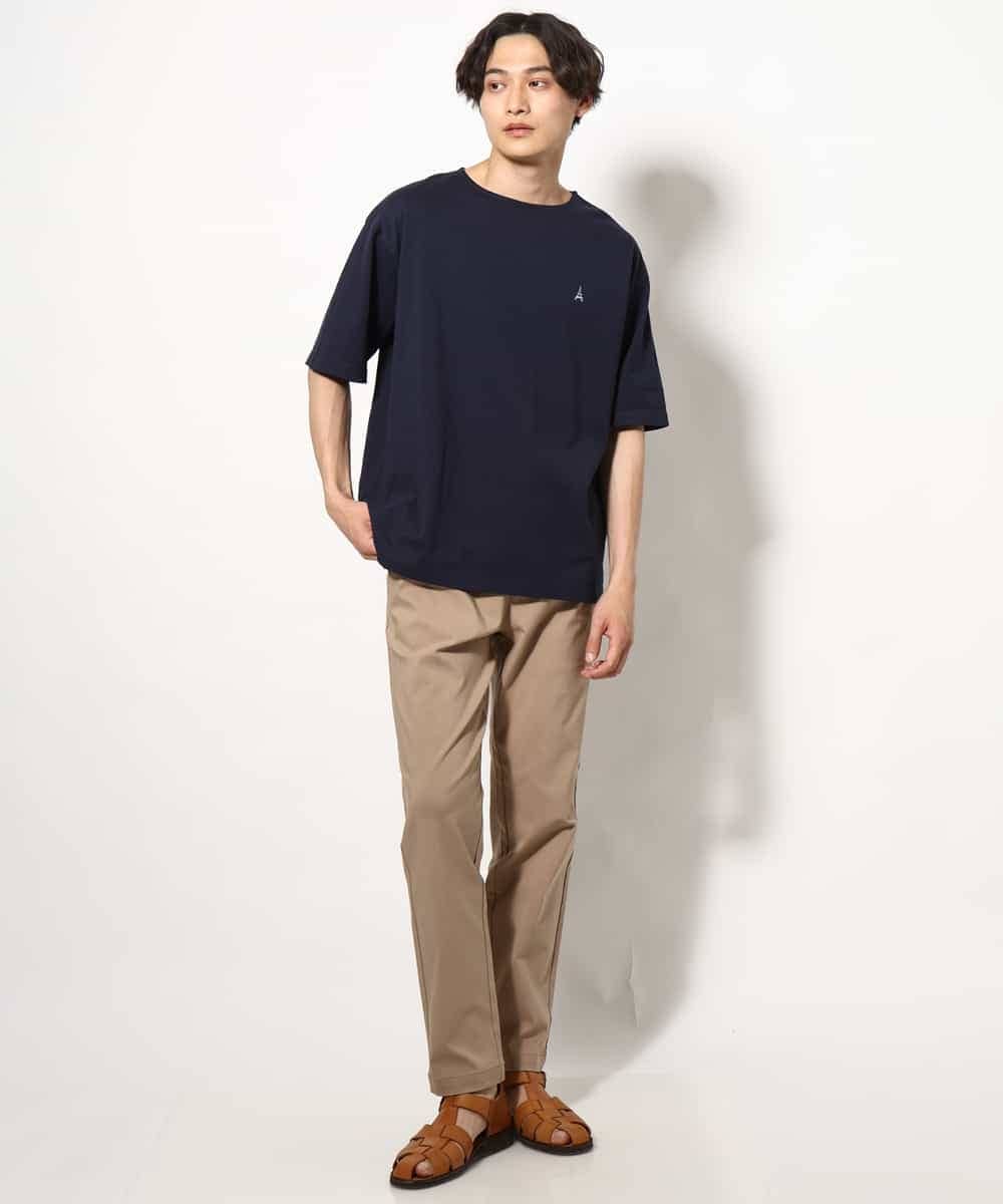 KHKGV60029 a.v.v MEN(アー・ヴェ・ヴェ) 【定番アイテム】エッフェル塔刺繍ボートネックTシャツ ライトグレー