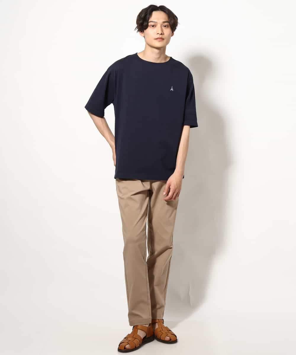 KHKGV60029 a.v.v MEN(アー・ヴェ・ヴェ) 【定番アイテム】エッフェル塔刺繍ボートネックTシャツ ライトグレー