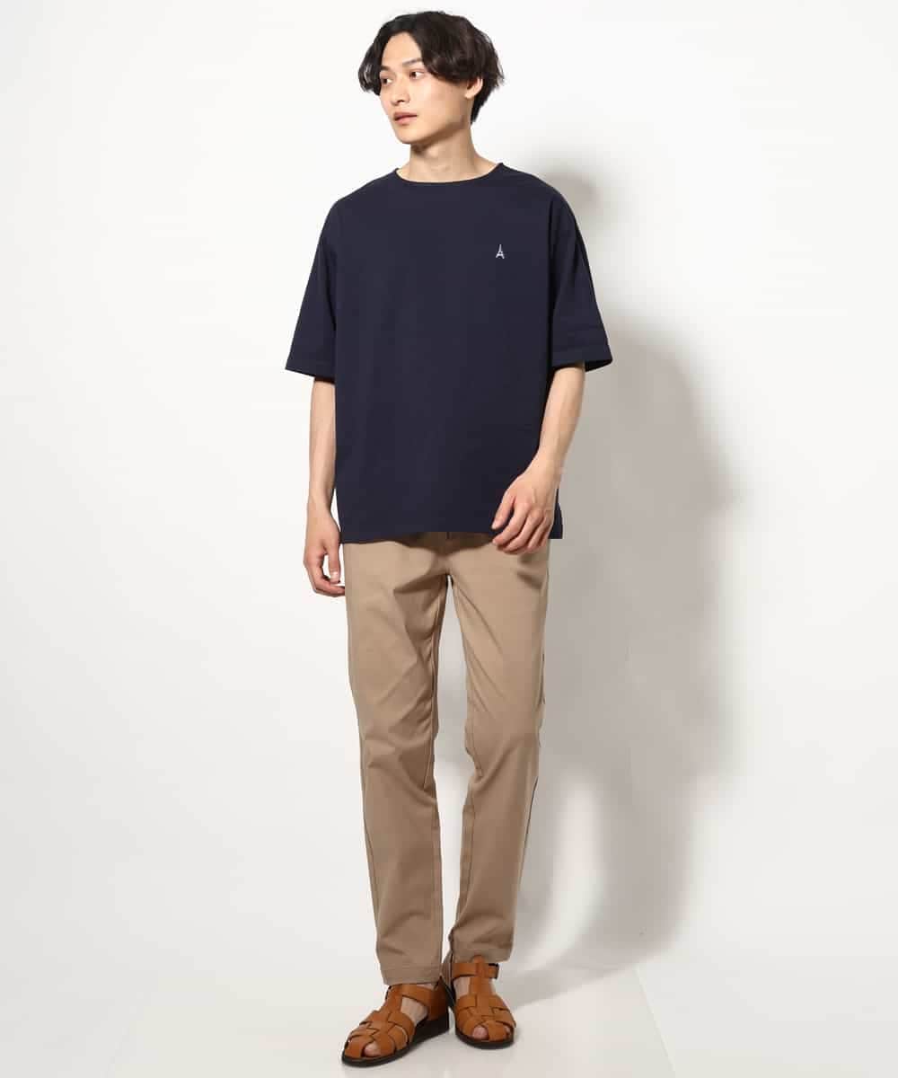 KHKGV60029 a.v.v MEN(アー・ヴェ・ヴェ) 【定番アイテム】エッフェル塔刺繍ボートネックTシャツ ライトグレー
