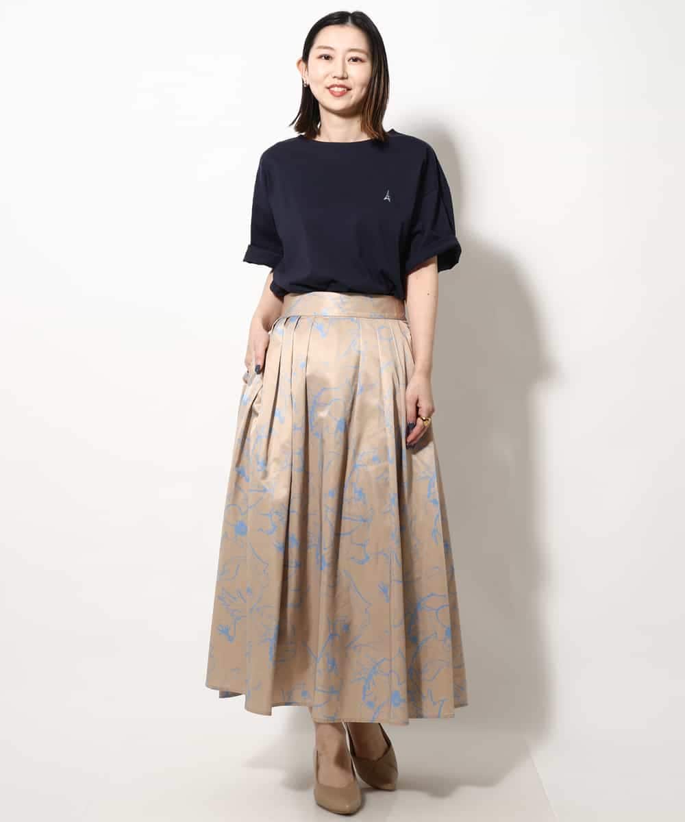 KHKGV60029 a.v.v MEN(アー・ヴェ・ヴェ) 【定番アイテム】エッフェル塔刺繍ボートネックTシャツ ライトグレー