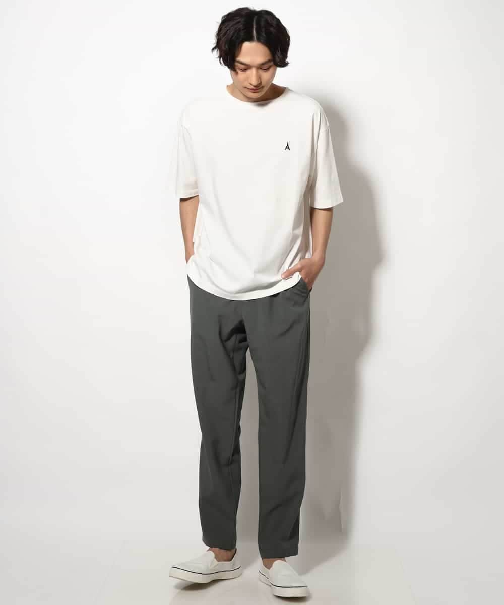KHKGV60029 a.v.v MEN(アー・ヴェ・ヴェ) 【定番アイテム】エッフェル塔刺繍ボートネックTシャツ ライトグレー