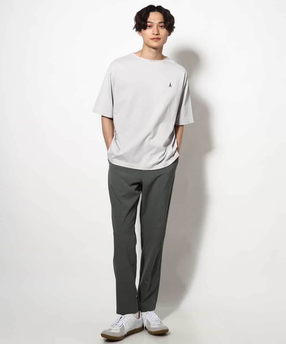 KHKGV60029 a.v.v MEN(アー・ヴェ・ヴェ) 【定番アイテム】エッフェル塔刺繍ボートネックTシャツ ライトグレー