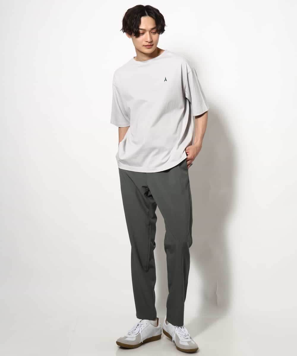 KHKGV60029 a.v.v MEN(アー・ヴェ・ヴェ) 【定番アイテム】エッフェル塔刺繍ボートネックTシャツ ライトグレー