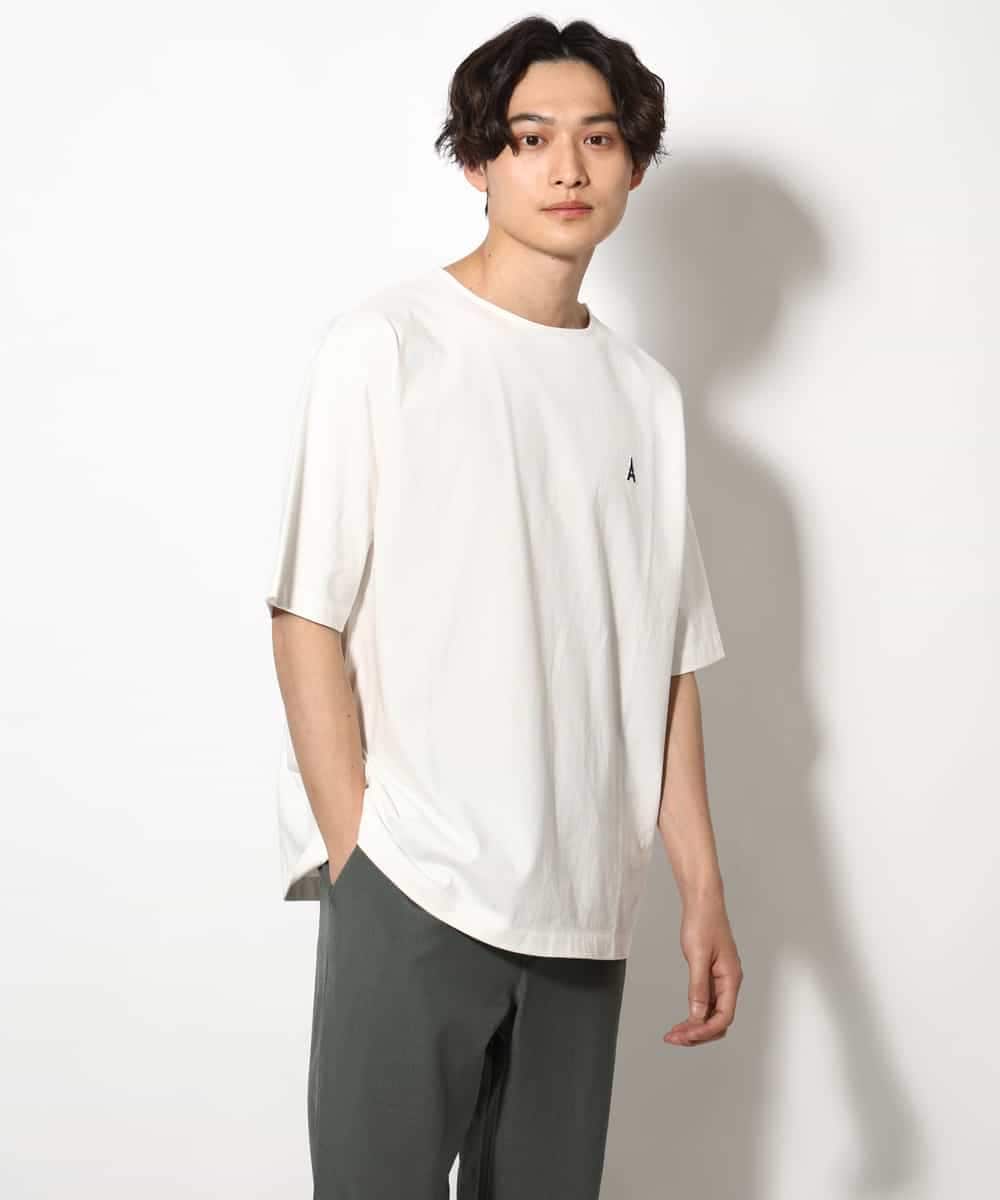 KHKGV60029 a.v.v MEN(アー・ヴェ・ヴェ) 【定番アイテム】エッフェル塔刺繍ボートネックTシャツ ライトグレー