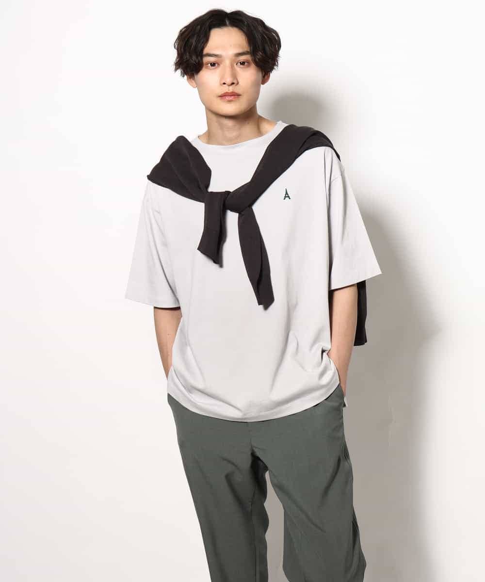 KHKGV60029 a.v.v MEN(アー・ヴェ・ヴェ) 【定番アイテム】エッフェル塔刺繍ボートネックTシャツ ライトグレー