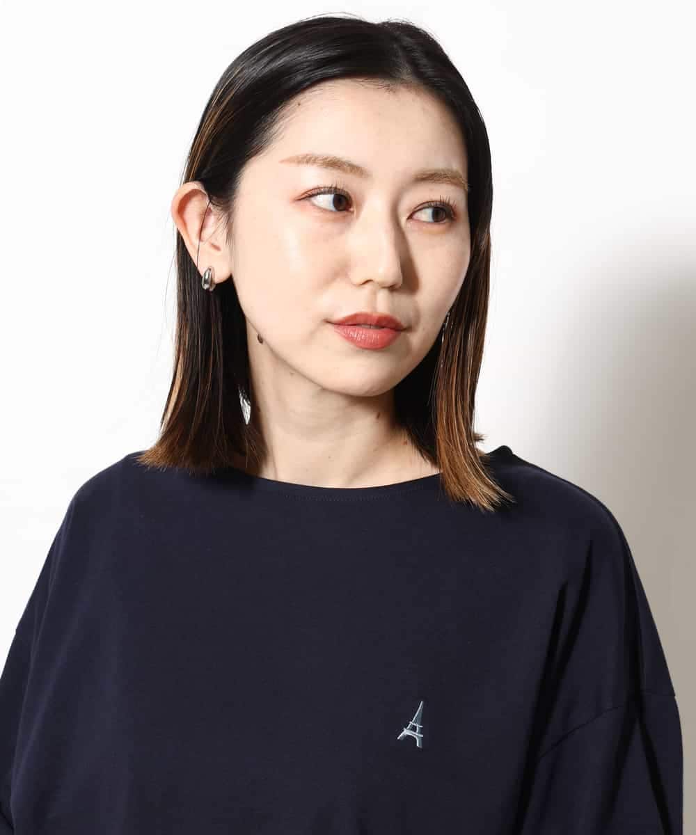 KHKGV60029 a.v.v MEN(アー・ヴェ・ヴェ) 【定番アイテム】エッフェル塔刺繍ボートネックTシャツ ライトグレー