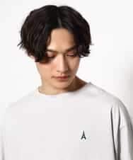 KHKGV60029 a.v.v MEN(アー・ヴェ・ヴェ) 【定番アイテム】エッフェル塔刺繍ボートネックTシャツ ライトグレー