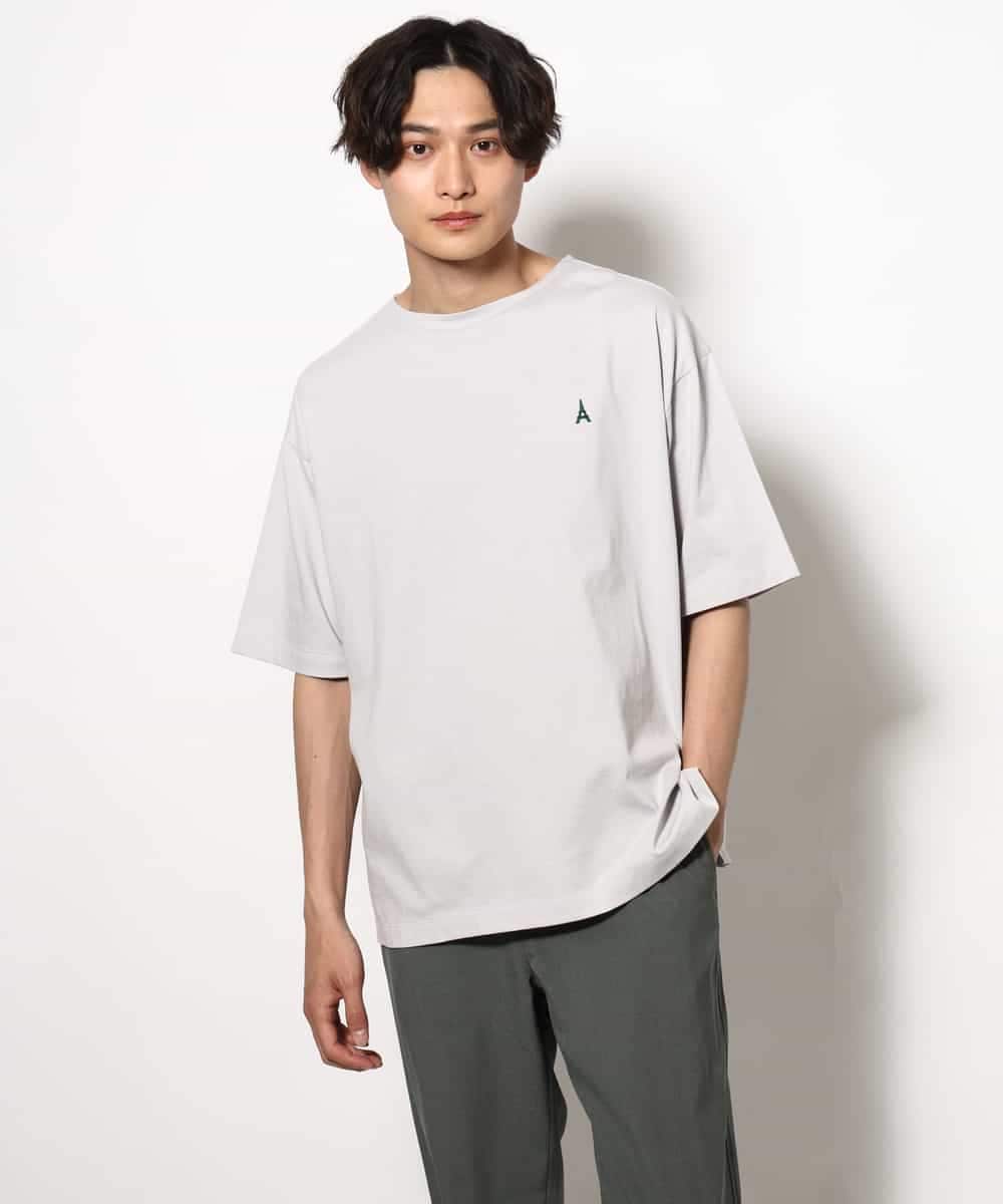 KHKGV60029 a.v.v MEN(アー・ヴェ・ヴェ) 【定番アイテム】エッフェル塔刺繍ボートネックTシャツ ライトグレー
