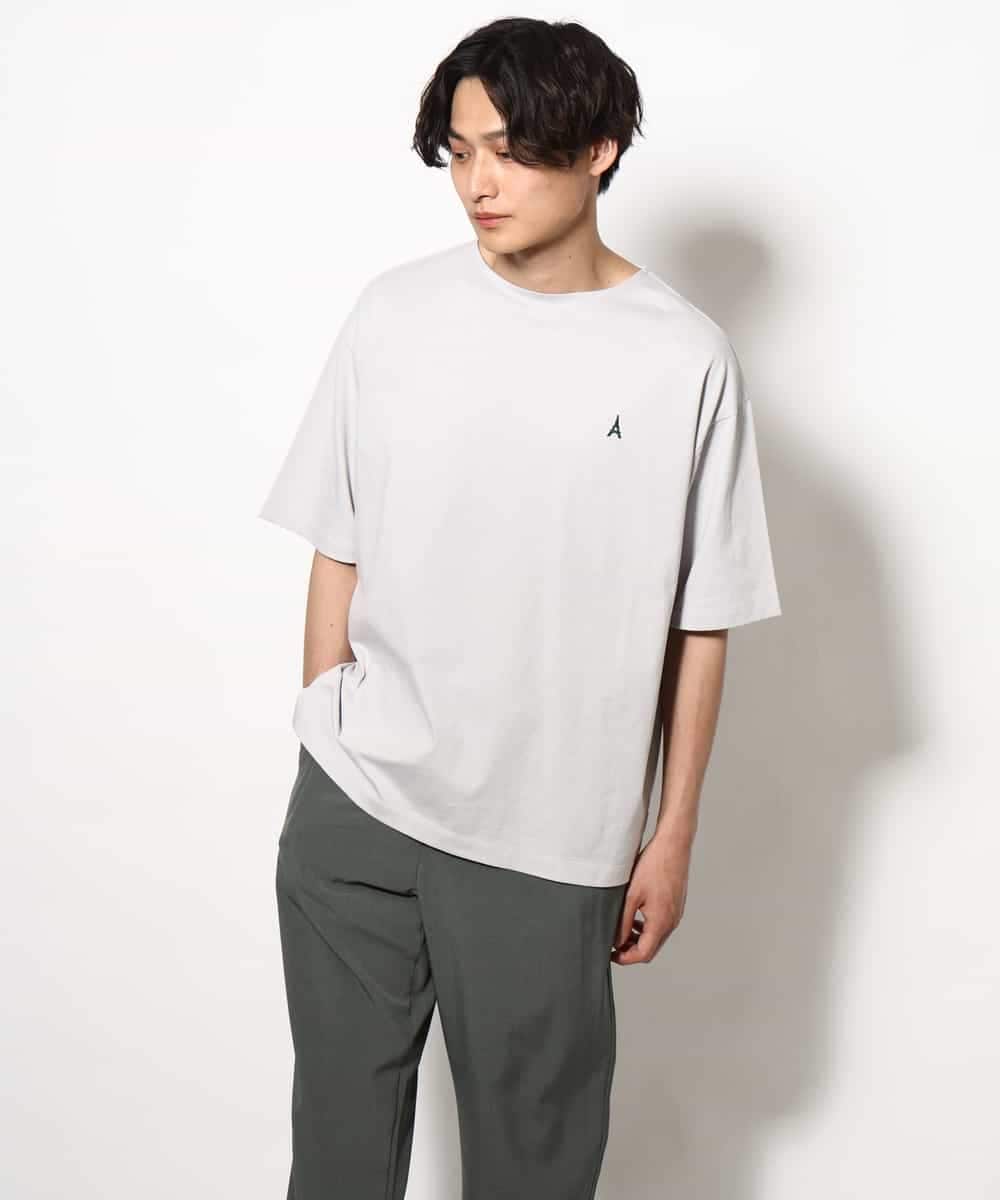 KHKGV60029 a.v.v MEN(アー・ヴェ・ヴェ) 【定番アイテム】エッフェル塔刺繍ボートネックTシャツ ライトグレー