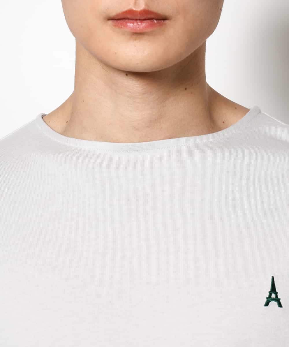 KHKGV60029 a.v.v MEN(アー・ヴェ・ヴェ) 【定番アイテム】エッフェル塔刺繍ボートネックTシャツ ライトグレー