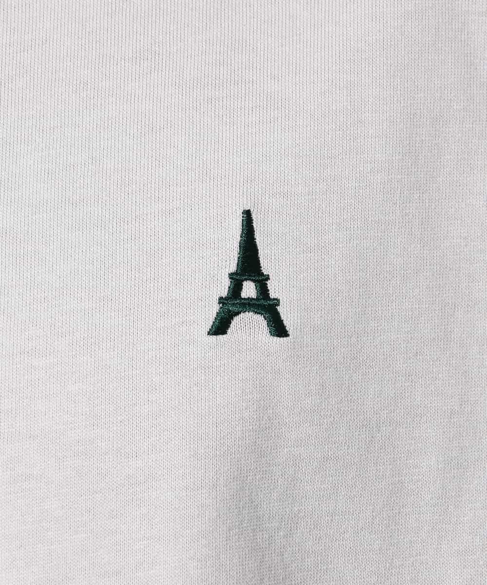 KHKGV60029 a.v.v MEN(アー・ヴェ・ヴェ) 【定番アイテム】エッフェル塔刺繍ボートネックTシャツ ライトグレー
