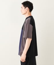 KHKGV68054 a.v.v MEN(アー・ヴェ・ヴェ) 【接触冷感】パッチワーク切替カットソー(デザテクシリーズ） ブラック