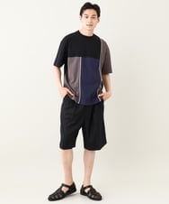 KHKGV68054 a.v.v MEN(アー・ヴェ・ヴェ) 【接触冷感】パッチワーク切替カットソー(デザテクシリーズ） ブラック
