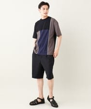 KHKGV68054 a.v.v MEN(アー・ヴェ・ヴェ) 【接触冷感】パッチワーク切替カットソー(デザテクシリーズ） ブラック