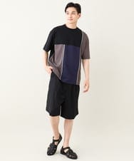 KHKGV68054 a.v.v MEN(アー・ヴェ・ヴェ) 【接触冷感】パッチワーク切替カットソー(デザテクシリーズ） ブラック
