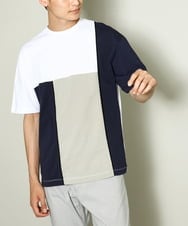 KHKGV68054 a.v.v MEN(アー・ヴェ・ヴェ) 【接触冷感】パッチワーク切替カットソー(デザテクシリーズ） ブラック