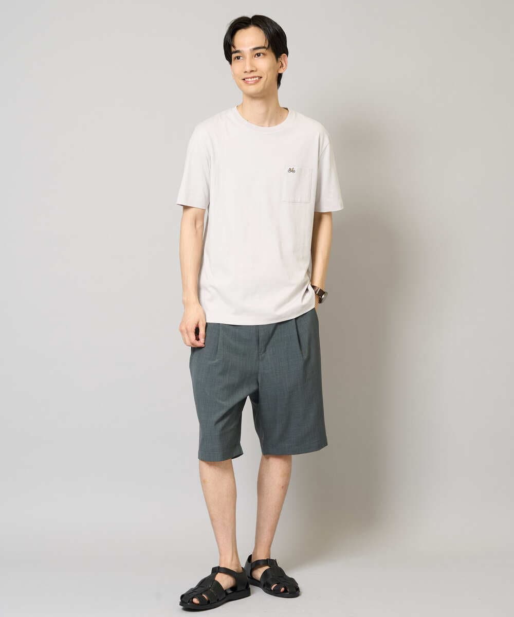 KHKGV75029 a.v.v MEN(アー・ヴェ・ヴェ) 【接触冷感/綿100％】ワンポイント刺繍半袖Tシャツ ライトグレー