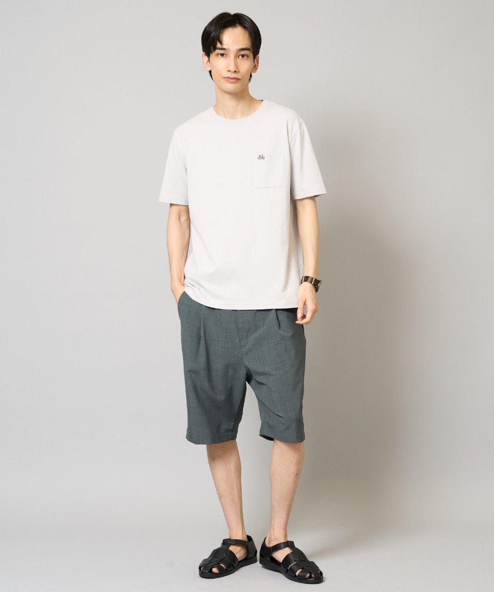 KHKGV75029 a.v.v MEN(アー・ヴェ・ヴェ) 【接触冷感/綿100％】ワンポイント刺繍半袖Tシャツ ライトグレー