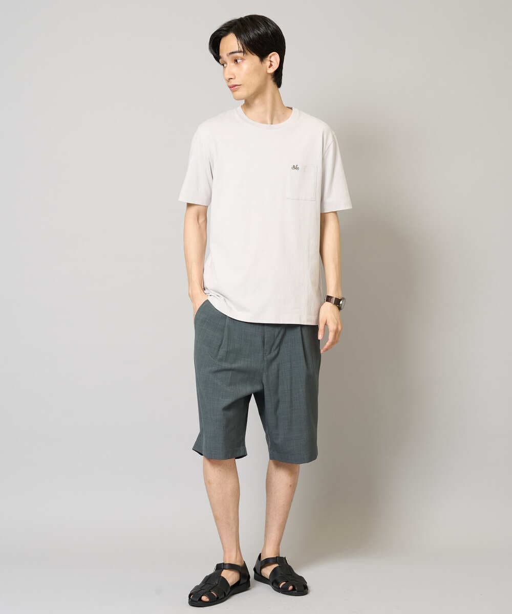 KHKGV75029 a.v.v MEN(アー・ヴェ・ヴェ) 【接触冷感/綿100％】ワンポイント刺繍半袖Tシャツ ライトグレー