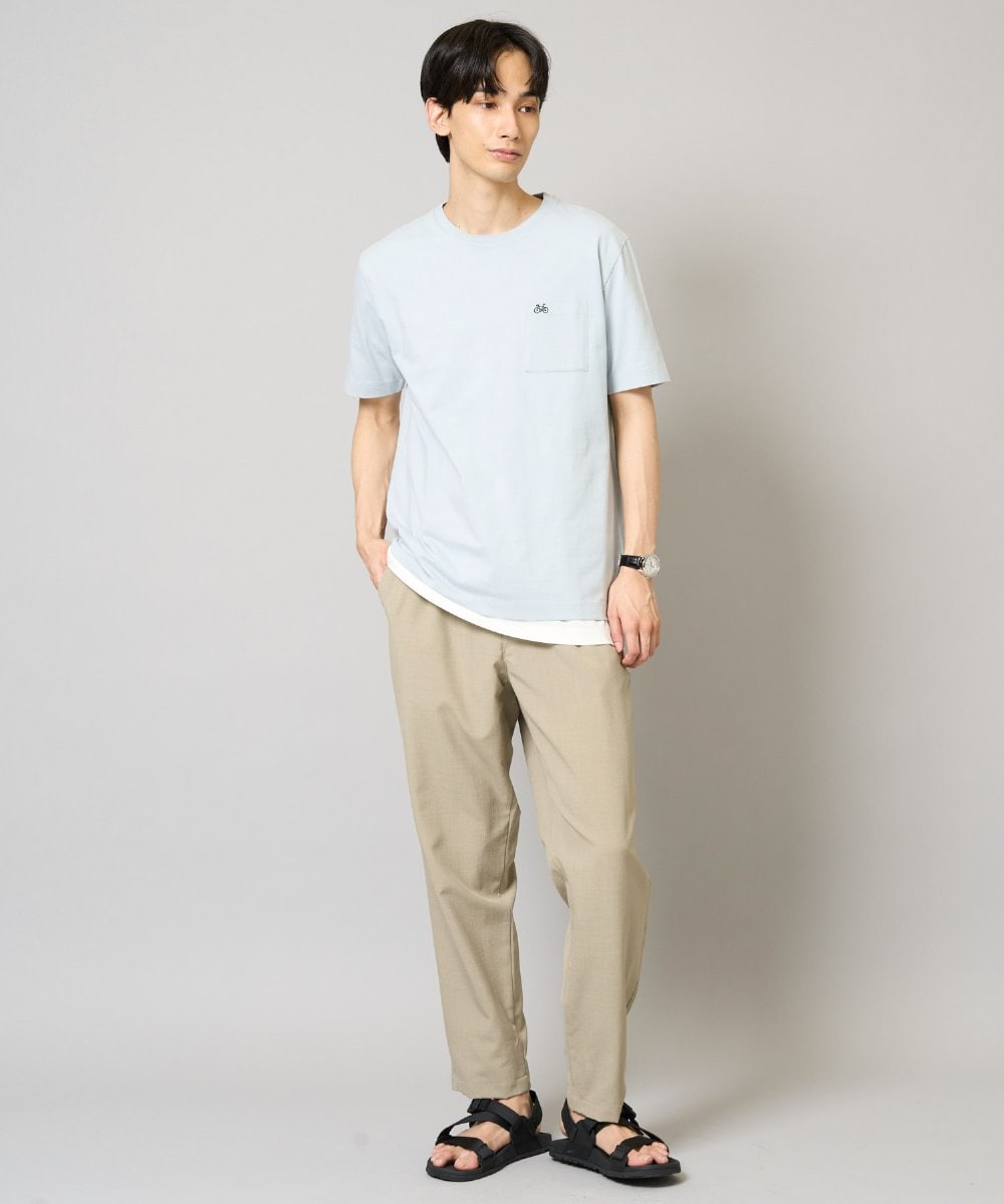KHKGV75029 a.v.v MEN(アー・ヴェ・ヴェ) 【接触冷感/綿100％】ワンポイント刺繍半袖Tシャツ ライトグレー
