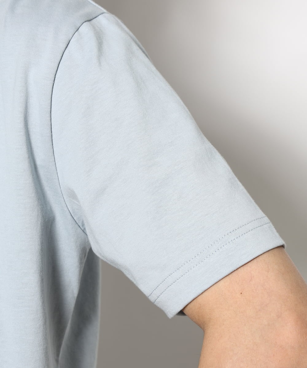 KHKGV75029 a.v.v MEN(アー・ヴェ・ヴェ) 【接触冷感/綿100％】ワンポイント刺繍半袖Tシャツ ライトグレー