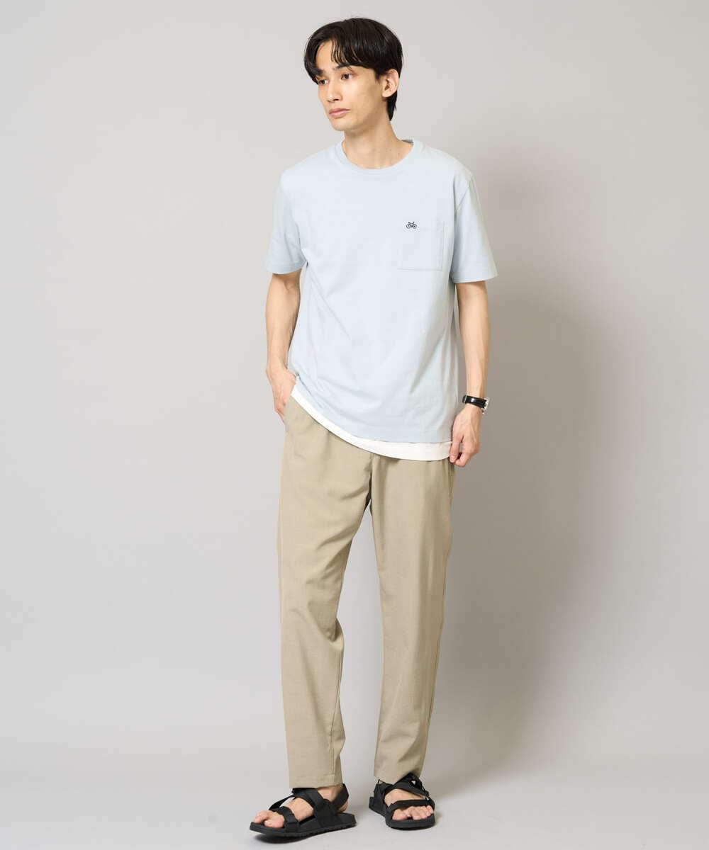 KHKGV75029 a.v.v MEN(アー・ヴェ・ヴェ) 【接触冷感/綿100％】ワンポイント刺繍半袖Tシャツ ライトグレー