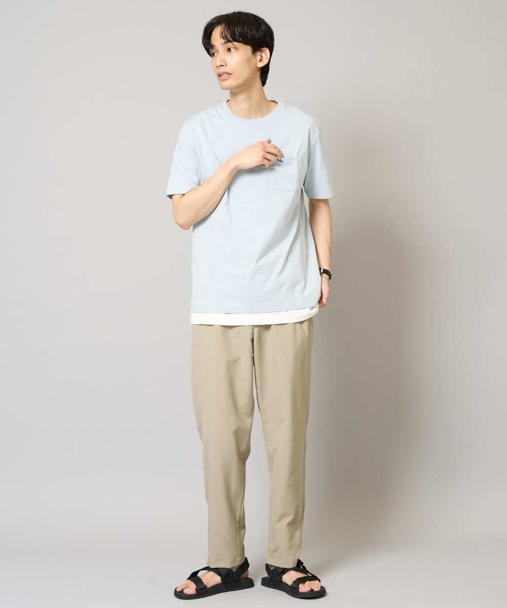 KHKGV75029 a.v.v MEN(アー・ヴェ・ヴェ) 【接触冷感/綿100％】ワンポイント刺繍半袖Tシャツ ライトグレー