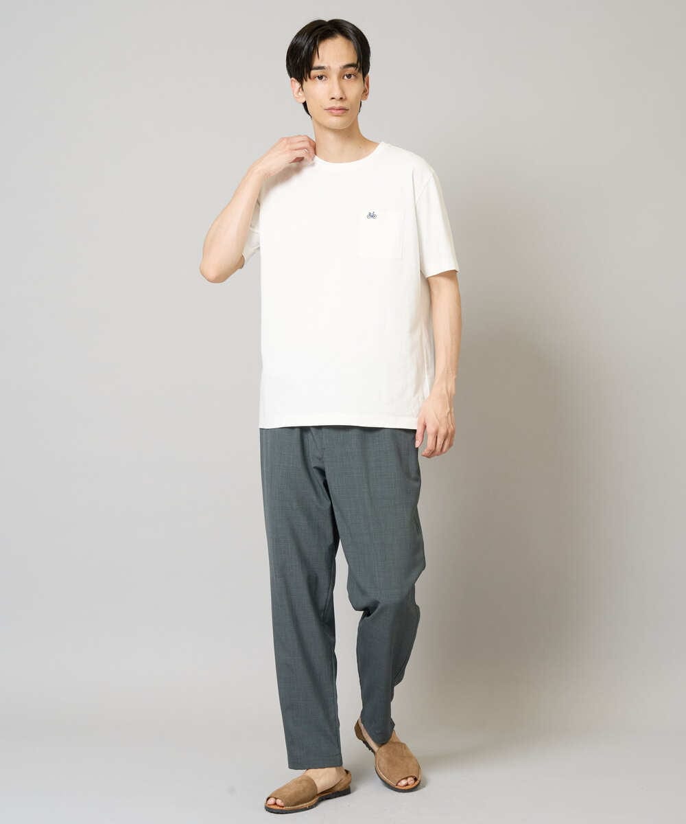 KHKGV75029 a.v.v MEN(アー・ヴェ・ヴェ) 【接触冷感/綿100％】ワンポイント刺繍半袖Tシャツ ライトグレー