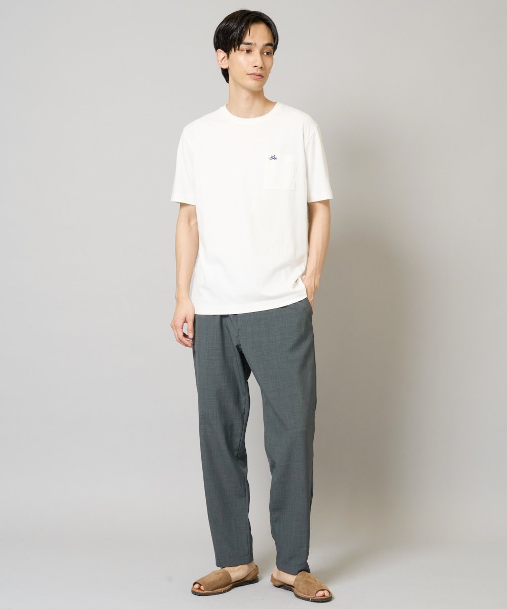 KHKGV75029 a.v.v MEN(アー・ヴェ・ヴェ) 【接触冷感/綿100％】ワンポイント刺繍半袖Tシャツ ライトグレー