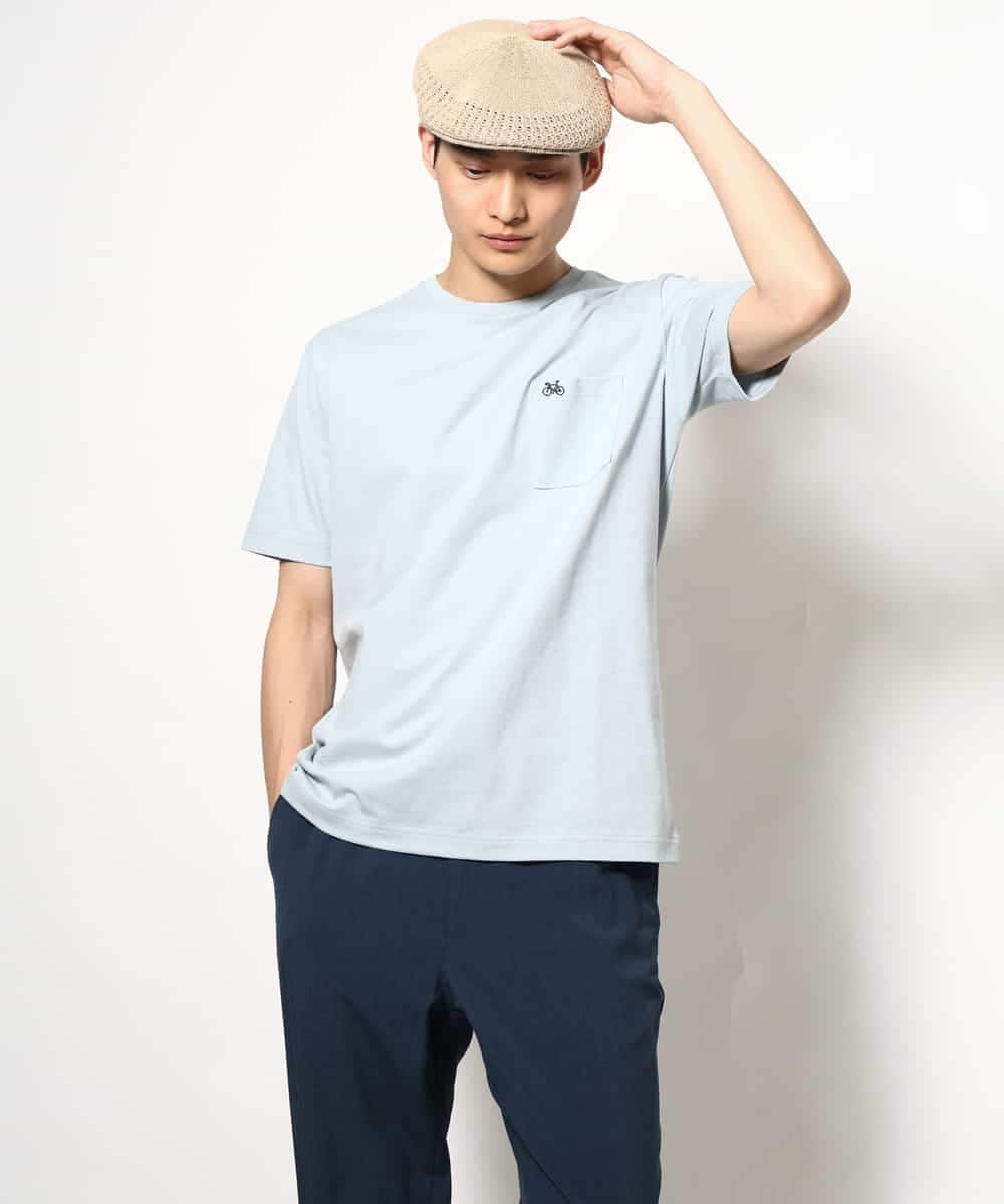 KHKGV75029 a.v.v MEN(アー・ヴェ・ヴェ) 【接触冷感/ユニセックス】自転車刺繍Tシャツ ライトグレー