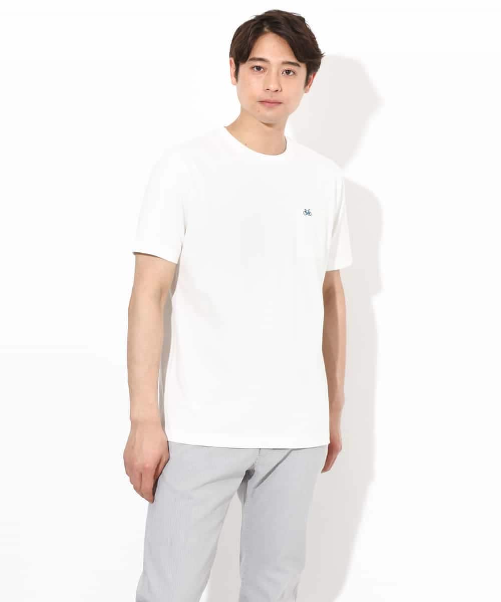 KHKGV75029 a.v.v MEN(アー・ヴェ・ヴェ) 【接触冷感/ユニセックス】自転車刺繍Tシャツ ライトグレー