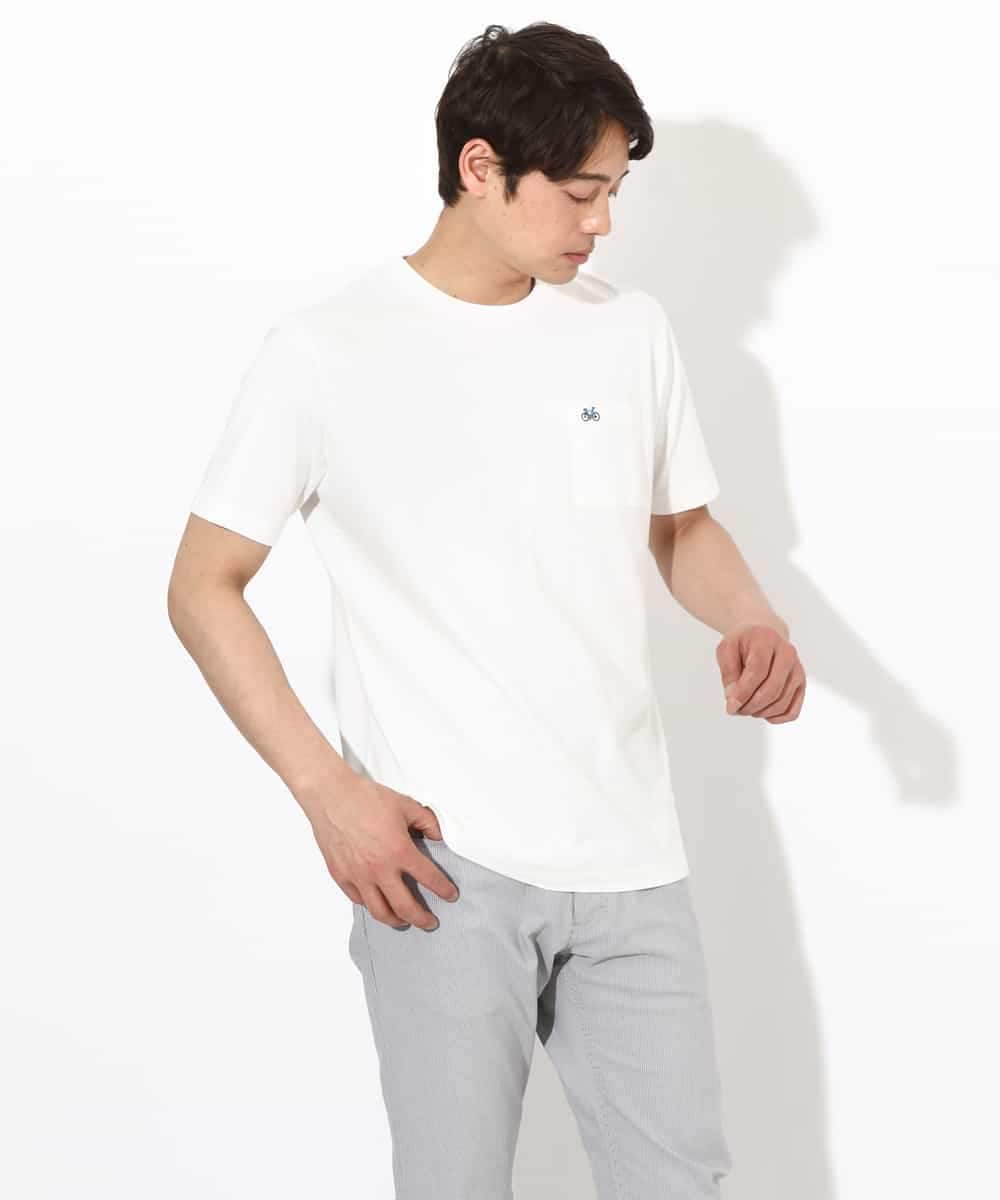 KHKGV75029 a.v.v MEN(アー・ヴェ・ヴェ) 【接触冷感/ユニセックス】自転車刺繍Tシャツ ライトグレー