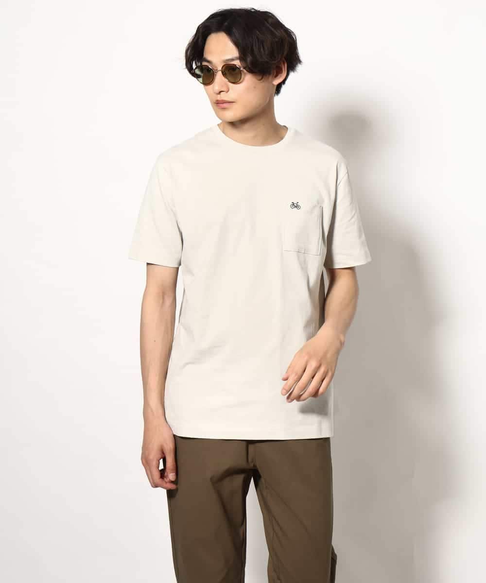 KHKGV75029 a.v.v MEN(アー・ヴェ・ヴェ) 【接触冷感/ユニセックス】自転車刺繍Tシャツ ライトグレー