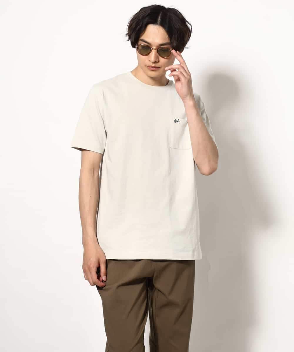 KHKGV75029 a.v.v MEN(アー・ヴェ・ヴェ) 【接触冷感/ユニセックス】自転車刺繍Tシャツ ライトグレー