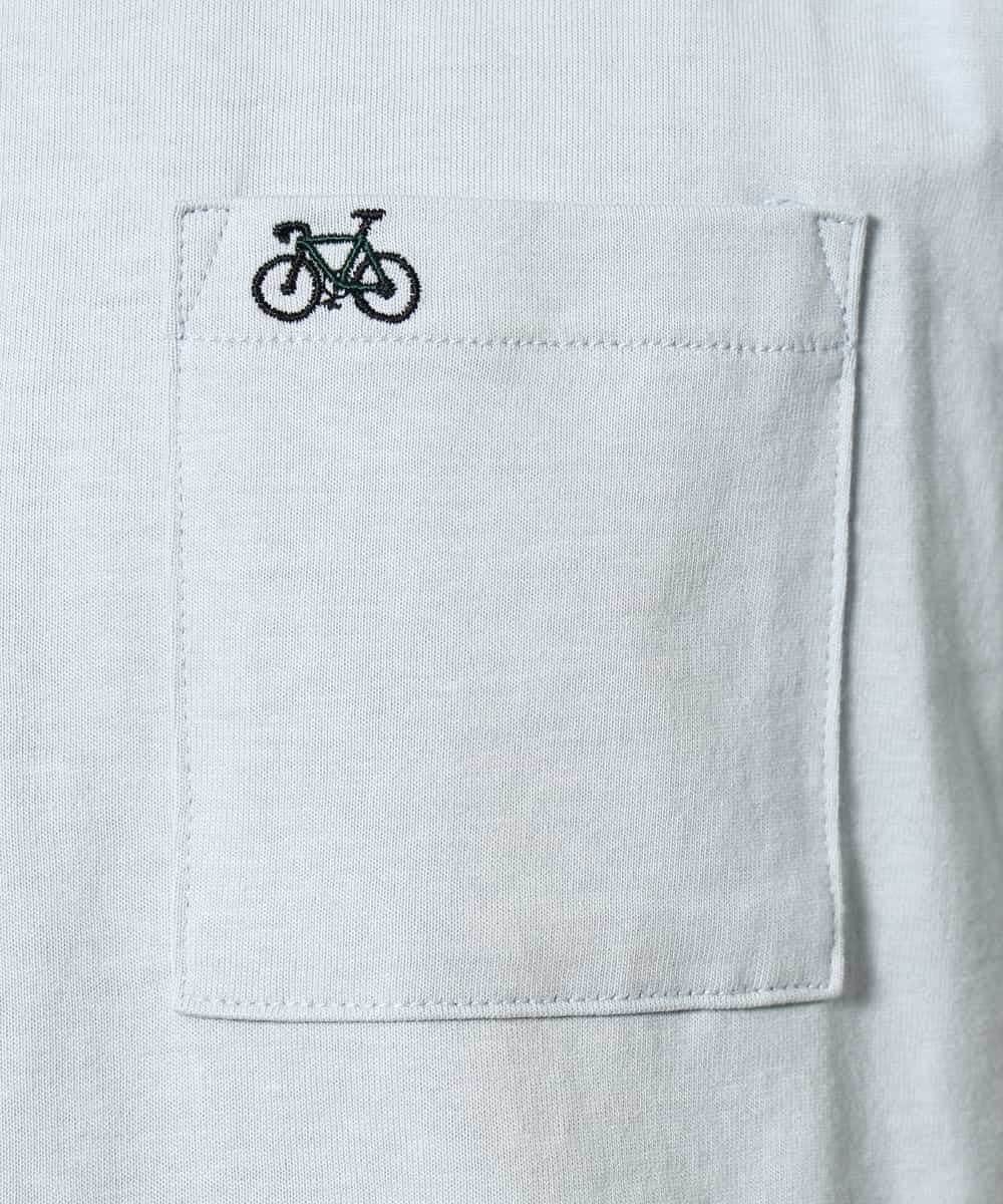 KHKGV75029 a.v.v MEN(アー・ヴェ・ヴェ) 【接触冷感/ユニセックス】自転車刺繍Tシャツ ライトグレー