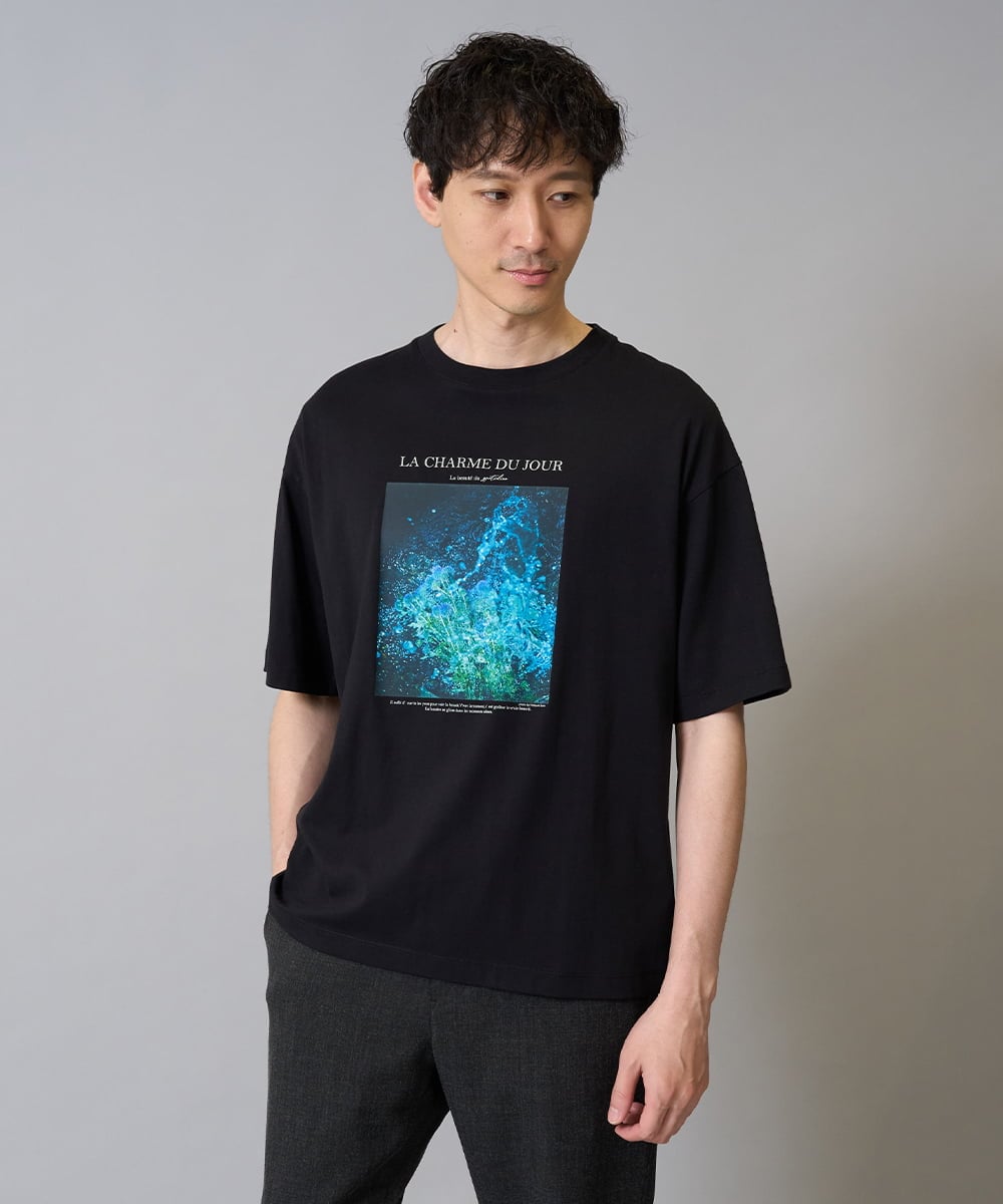 KHKHA11044 a.v.v MEN(アー・ヴェ・ヴェ) 【接触冷感】フォトグラファーコラボワイドシルエットカットソー　HIDEYUKI SUTO ブラック