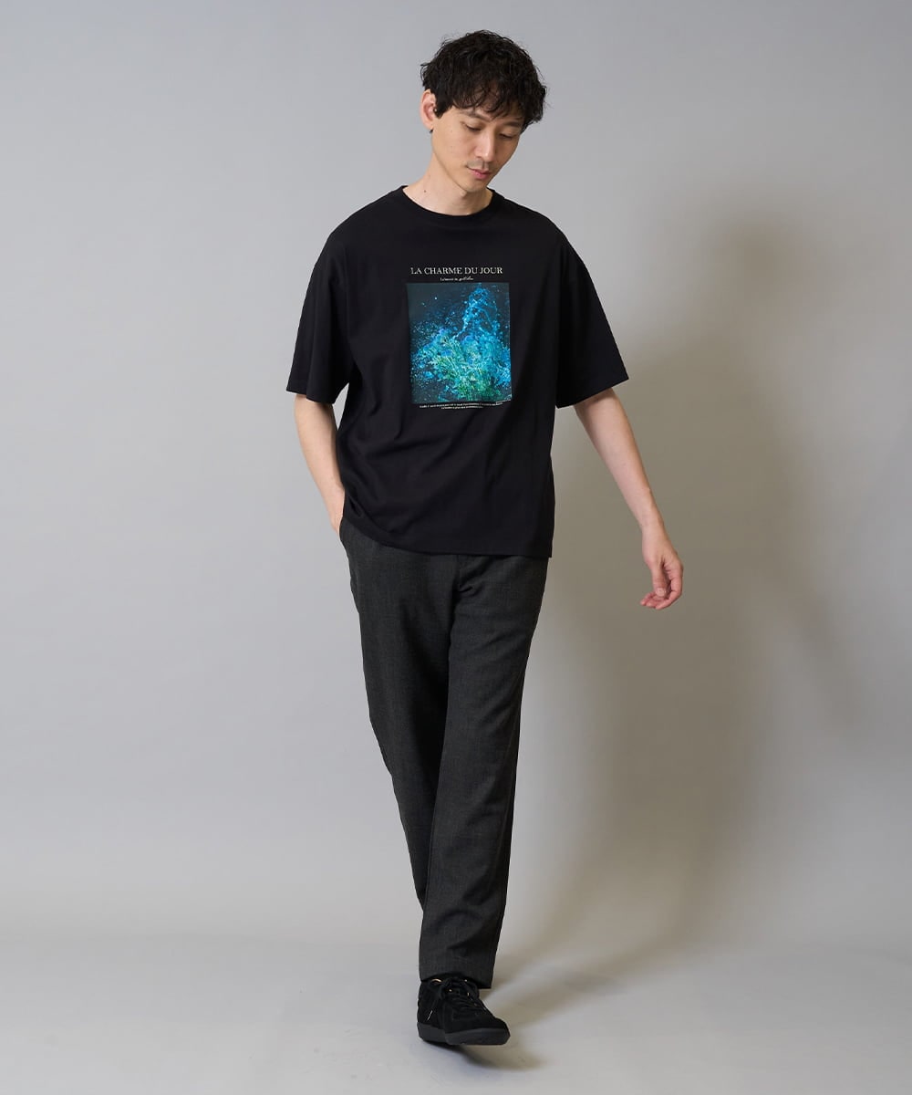 KHKHA11044 a.v.v MEN(アー・ヴェ・ヴェ) 【接触冷感】フォトグラファーコラボワイドシルエットカットソー　HIDEYUKI SUTO ブラック